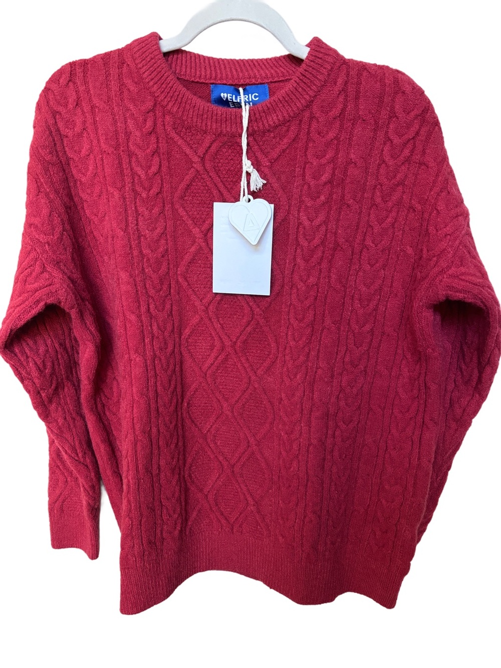 NWT Elfric Eden Cable Knit Sweater Crewneck Fisherman Size Small Men’s